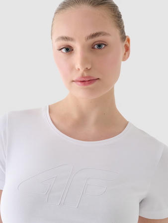 T-shirt slim z nadrukiem damski 4F 4FWMM00TTSHF1846-10S