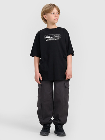 T-shirt oversize z nadrukiem chłopięcy 4F 4FJRAW25TTSHM3065-20S