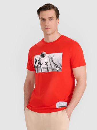 T-shirt regular z nadrukiem siatkarskim męski 4F 4FRAW25TTSHM3319-62S
