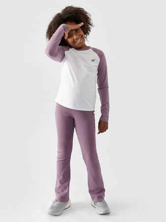 Longsleeve regular gładki dziewczęcy 4F Junior 4FJWAW24TLONF291-51S