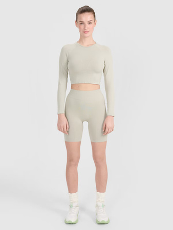 Longsleeve treningowy crop-top z wycięciem na plecach damski 4F 4FRSS25TFLOF486-83S