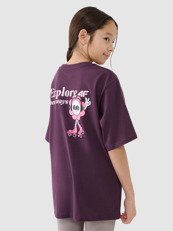 T-shirt dziewczęcy oversize z nadrukiem 4F 4FJRSS25TTSHF2586-50S