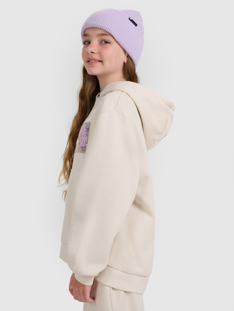 Bluza dresowa nierozpinana z kapturem dziewczęca 4F 4FJRAW25TSWSF2294-11S