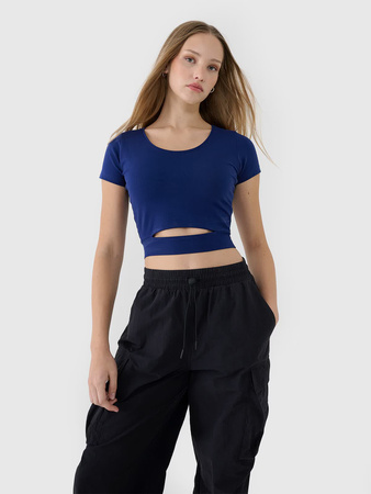 T-shirt crop top gładki damski 4F 4FRSS25TTSHF2695-31S