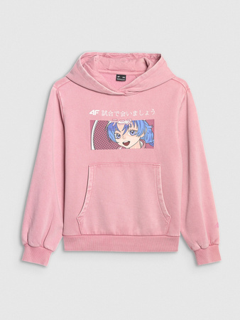 Bluza dresowa nierozpinana z kapturem dziewczęca 4F 4FJRAW25TSWSF2294-54S