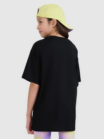 T-shirt oversize z nadrukiem dziewczęcy 4F 4FJWSS25TTSHF1870-20S