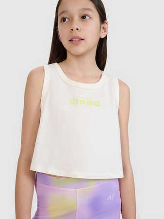 Crop top oversize z nadrukiem dziewczęcy 4F 4FJWSS25TSLEF112-11S