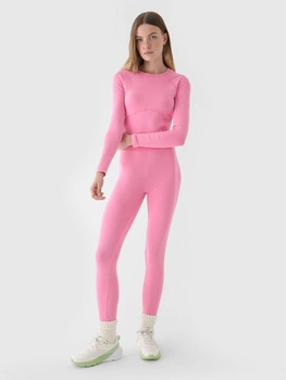 Longsleeve cropped gładki damski 4F 4FRAW24TLONF503-54S