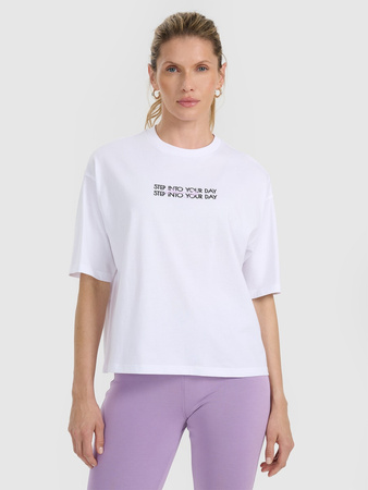 T-shirt oversize z nadrukiem damski 4F 4FRAW25TTSHF3186-10S