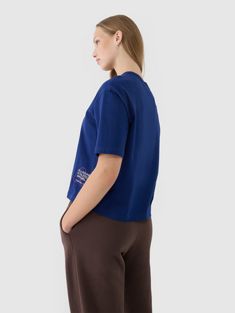 T-shirt oversize z nadrukiem damski 4F 4FWSS25TTSHF1971-30S