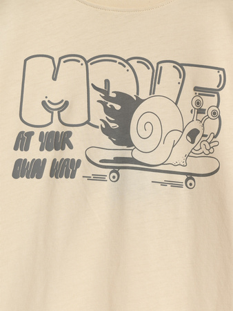 T-shirt oversize z nadrukiem chłopięcy 4F 4FJRAW25TTSHM3208-12S