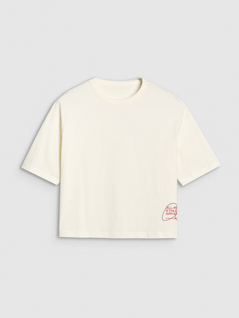 T-shirt oversize z nadrukiem damski 4F 4FWSS25TTSHF1971-11S