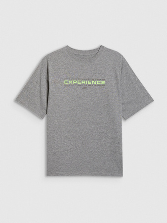 T-shirt oversize z nadrukiem chłopięcy 4F 4FJRAW25TTSHM3166-25M