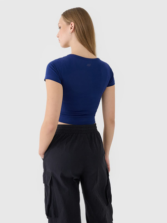 T-shirt crop top gładki damski 4F 4FRSS25TTSHF2695-31S