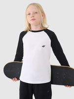 Chłopięcy longsleeve regular gładki 4F 4FJWSS25TLONM420-10S