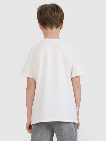 T-shirt regular z nadrukiem chłopięcy 4F 4FJRSS25TTSHM2643-11S