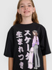 T-shirt oversize z nadrukiem dziewczęcy 4F 4FJRAW25TTSHF2936-20S