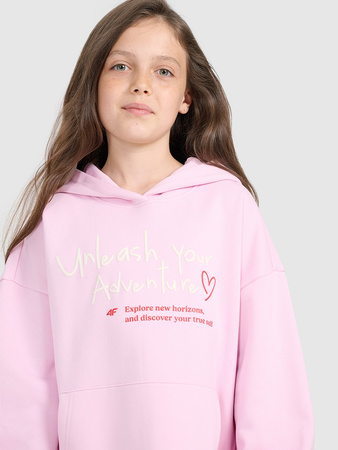 Bluza dresowa oversize nierozpinana z kapturem dziewczęca 4F 4FJRAW25TSWSF2429-56S