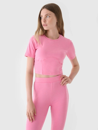 Crop top slim gładki damski 4F 4FRAW24TTSHF2581-54S