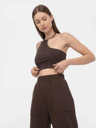 Crop top asymetryczny na jedno ramię damski 4F