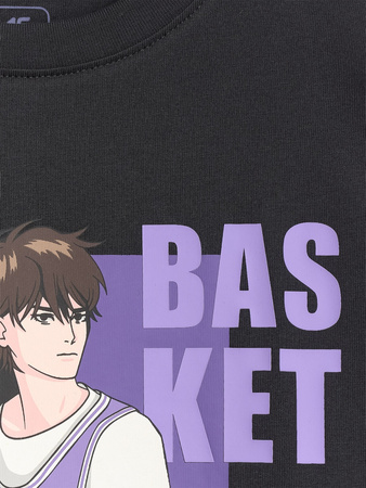 T-shirt oversize z nadrukiem chłopięcy 4F 4FJRAW25TTSHM3062-20S