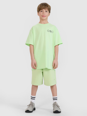 T-shirt oversize z nadrukiem chłopięcy 4F 4FJRSS25TTSHM2640-45S