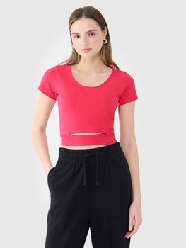 T-shirt crop top gładki damski 4F 4FRSS25TTSHF2695-54S
