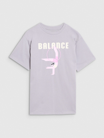 T-shirt oversize z nadrukiem dziewczęcy 4F 4FJRSS25TTSHF2646-25S