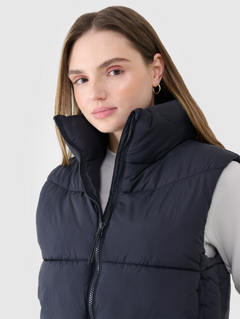 Bezrękawnik puchowy cropped z wypełnieniem syntetycznym damski 4F 4FWSS25TVJAF182-20S