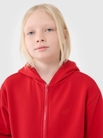 Chłopięca bluza dresowa z kapturem rozpinana 4F 4FJWSS25TSWSM1851-62S