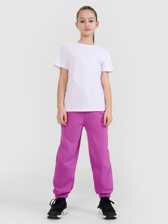 T-shirt regular gładki dziewczęcy 4F 4FJWSS25TTSHF2177-10S