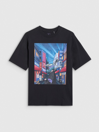 T-shirt oversize z nadrukiem chłopięcy 4F 4FJRAW25TTSHM3061-20S