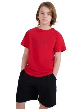 T-shirt chłopięcy oversize z nadrukiem 4F 4FJWSS25TTSHM2325-62S
