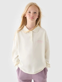 Longsleeve gładki dziewczęcy 4F Junior 4FJRAW24TLONF438-11S