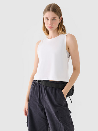 Crop top regular gładki damski 4F 4FRAW24TSLEF183-11S