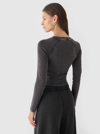 Longsleeve cropped gładki damski 4F 4FRAW24TLONF503-20S