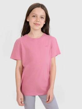 T-shirt regular gładki dziewczęcy 4F 4FJWSS25TTSHF2177-56S