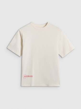 T-shirt oversize z nadrukiem dziewczęcy 4F 4FJRAW25TTSHF3187-11S