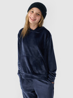 Bluza dresowa z weluru nierozpinana z kapturem dziewczęca 4F 4FJWAW24TSWSF1216-31S