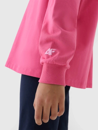 Longsleeve oversize gładki dziewczęcy 4F 4FJWSS25TLONF377-54S