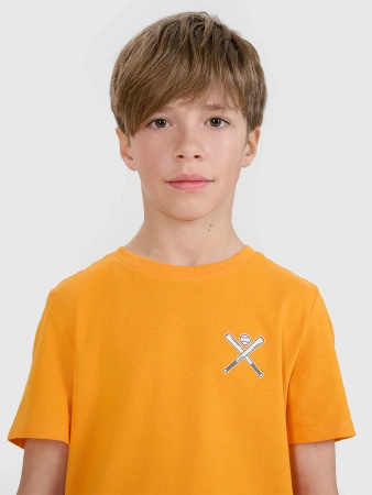 T-shirt regular z nadrukiem chłopięcy 4F 4FJRSS25TTSHM2642-70S