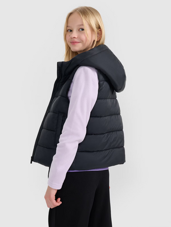 Bezrękawnik dziewczęcy puchowy z wypełnieniem syntetycznym 4F 4FJWSS25TVJAF166-20S