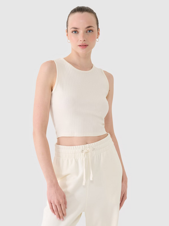 Crop top dzianinowy damski 4F 4FRSS25TSLEF234-11S