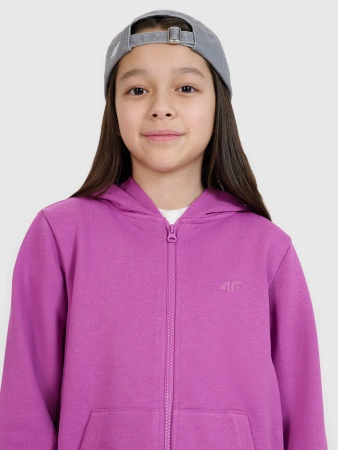 Bluza dziewczęca dresowa rozpinana z kapturem 4F 4FJWSS25TSWSF1706-50S