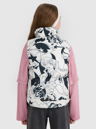 Bezrękawnik puchowy z wypełnieniem syntetycznym dziewczęcy 4F 4FJRAW25TVJAF320-11A