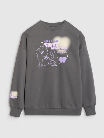 Bluza dresowa oversize nierozpinana bez kaptura dziewczęca 4F 4FJRAW25TSWSF2438-22S