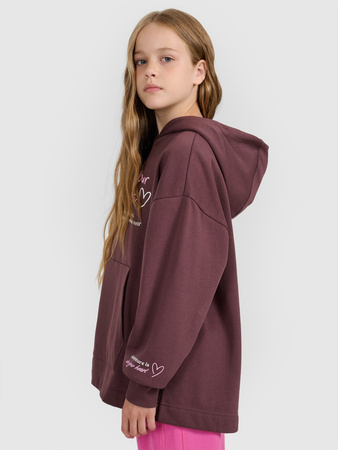 Bluza dresowa oversize nierozpinana z kapturem dziewczęca 4F 4FJRAW25TSWSF2429-51S