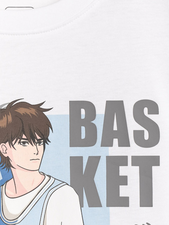 T-shirt oversize z nadrukiem chłopięcy 4F 4FJRAW25TTSHM3062-10S