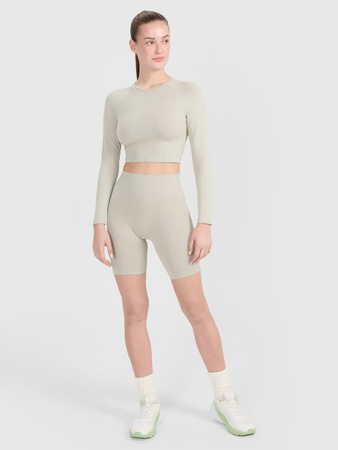 Longsleeve treningowy crop-top z wycięciem na plecach damski 4F 4FRSS25TFLOF486-83S