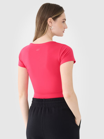 T-shirt crop top gładki damski 4F 4FRSS25TTSHF2695-54S